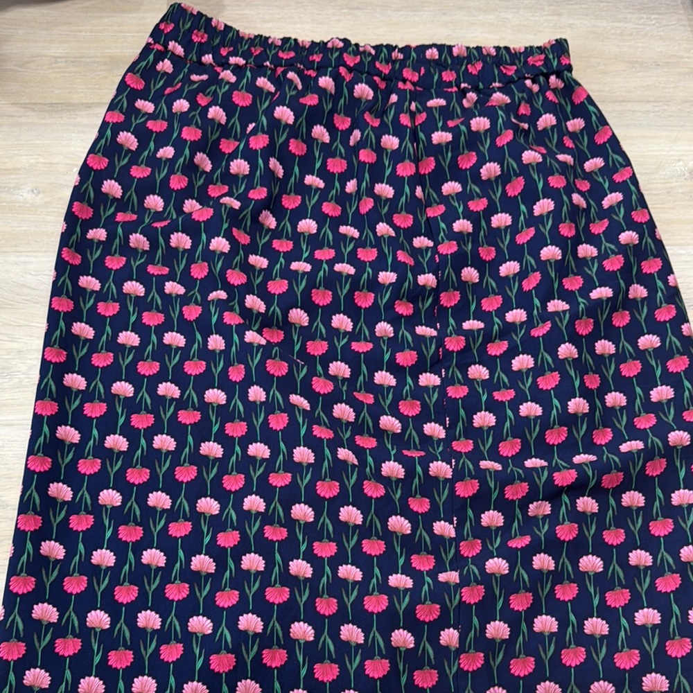 **J. Crew Pink and Blue Smocked Pencil Skirt